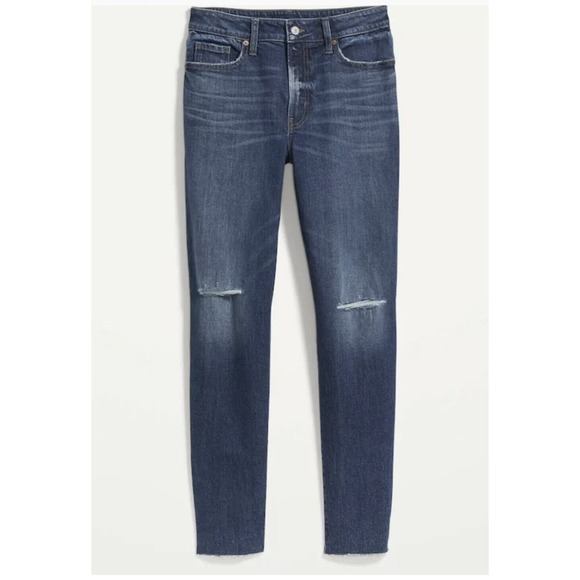 Old Navy High Waisted O. G. Straight Ripped Cut Off Jeans Plus Size 14 New NWT - Picture 2 of 12